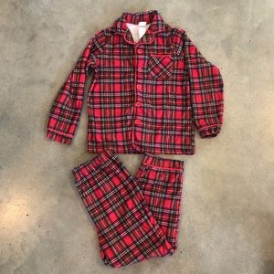 Little Me red plaid Christmas pajama set 5T